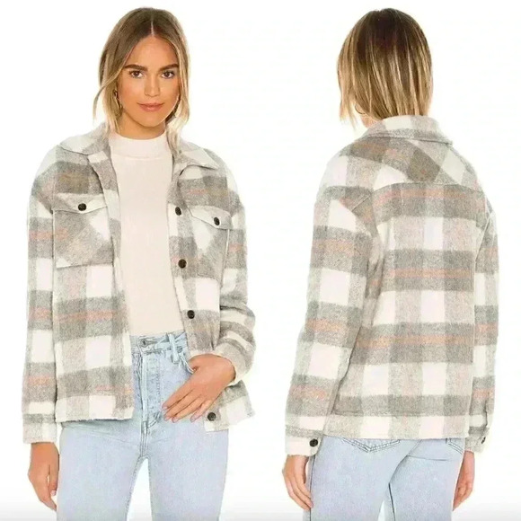 NEW Saylor Layton Jacket Shacket Oversized Fleece Tartan Plaid Large - Picture 2 of 9